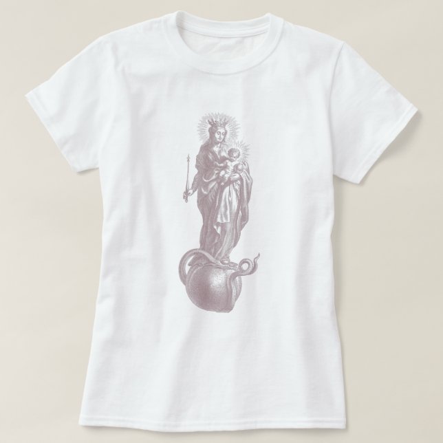 Traditional Catholic Blessed Virgin Mary Godmother T-Shirt (Design Front)