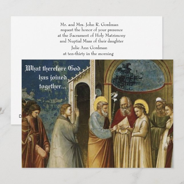 Traditional Catholic Christian Wedding Invitation (Front/Back)