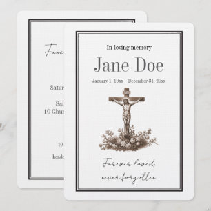 Traditional Catholic cross with Jesus funeral card