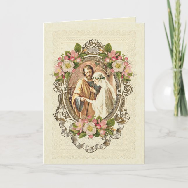 Traditional Catholic Elegant Vintage Wedding Invitation (Front)