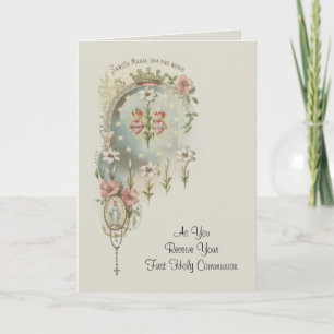Traditional Catholic First Holy Communion Holiday Card