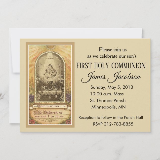 Traditional Catholic First Holy Communion Invitati Invitation (Front)
