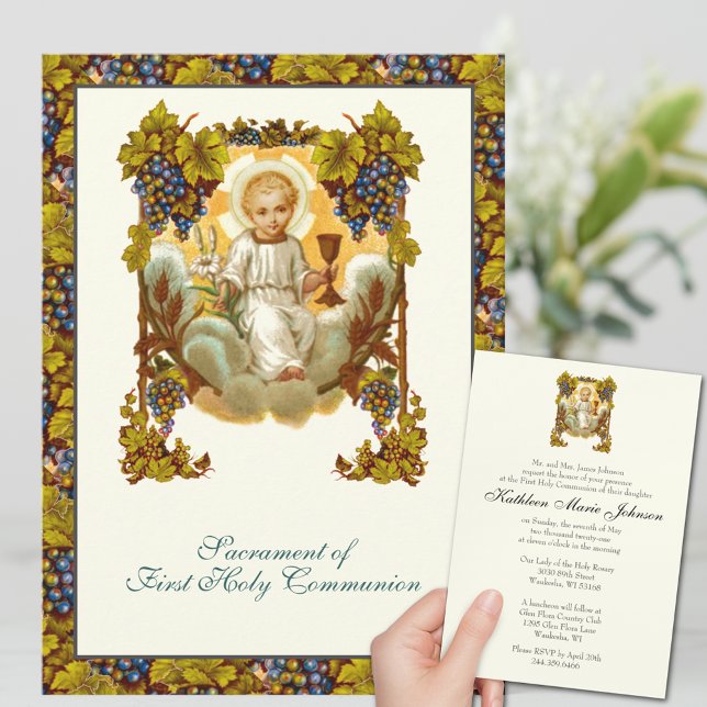 Traditional Catholic First Holy Communion Jesus  Invitation (Creator Uploaded)