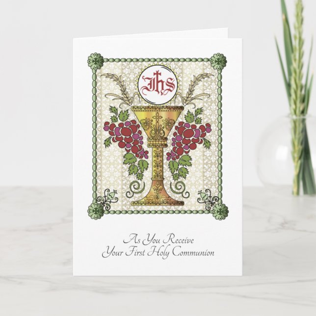 Traditional Catholic First Holy Communion Prayer Card (Front)