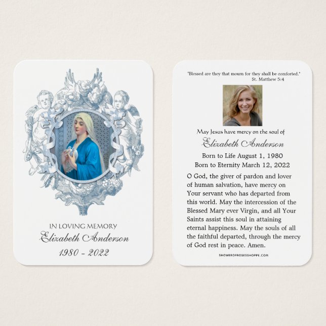 Traditional Catholic Funeral Prayerl Holy Card - (Front & Back)