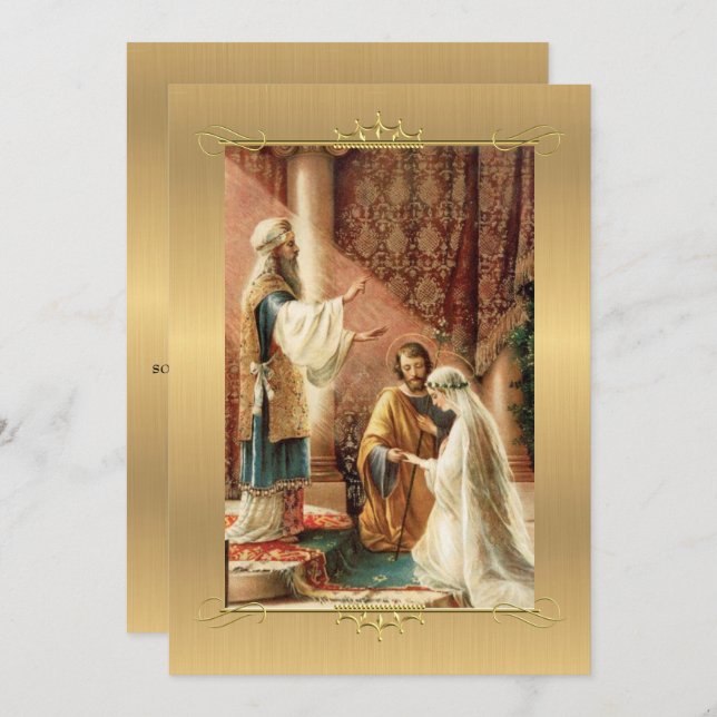 Traditional Catholic Gold Wedding Invitation (Front/Back)