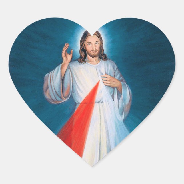 Traditional catholic Jesus Christ Divine Mercy Heart Sticker (Front)