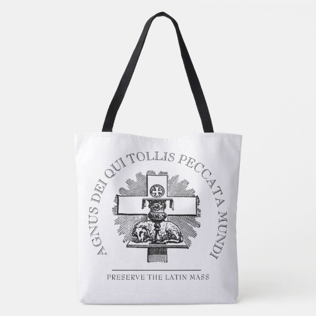 TRADITIONAL CATHOLIC LATIN MASS LAMB OF GOD  TOTE BAG (Back)