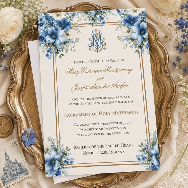 Traditional Catholic Marian Blue Wedding  Invitation (Creator Uploaded)