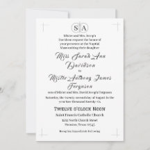 Traditional Catholic Monogram Wedding Invitation