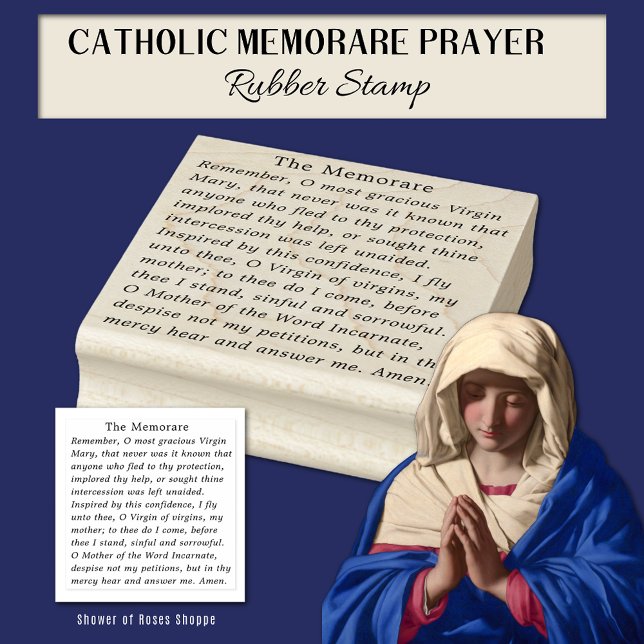 Traditional Catholic Prayer Virgin Mary Memorare Rubber Stamp (Traditional Catholic Memorare Prayer to the Blessed Virgin Mary Rubber Stamp)