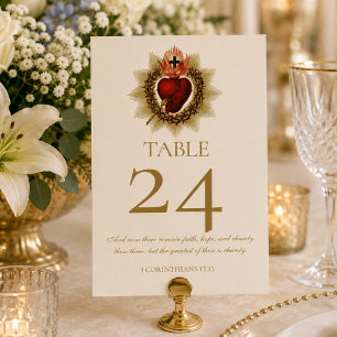 Traditional Catholic Sacred Heart Wedding Table Number