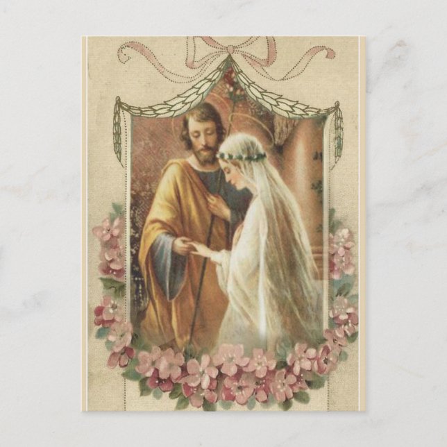 Traditional Catholic SAVE THE DATE Wedding Announcement Postcard (Front)