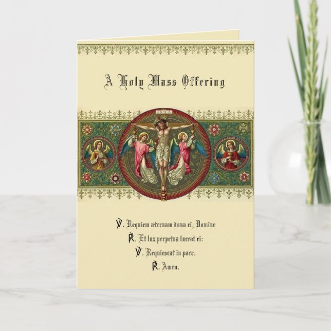 Traditional Catholic Sympathy Mass Offering Cross Card (Front)