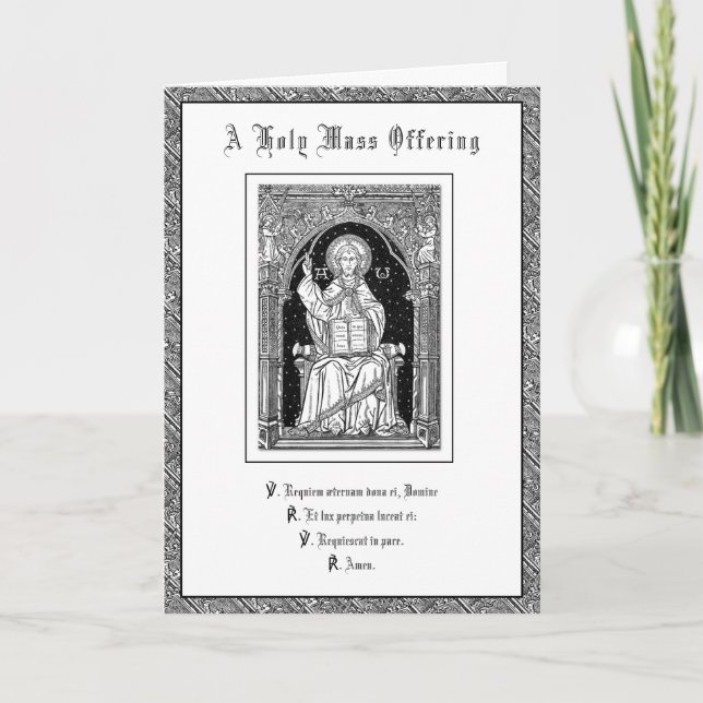 Traditional Catholic Sympathy Mass Offering Jesus  Card (Front)