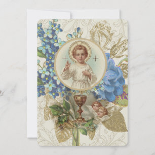 Traditional Catholic Vintage Communion Invitation