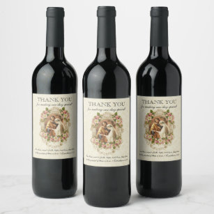 Traditional Catholic vintage elegant wedding Wine Label