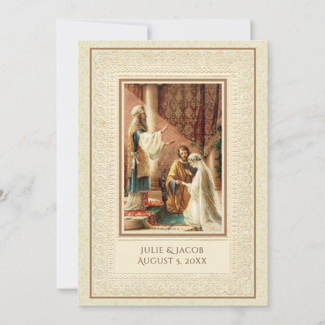 Traditional Catholic Vintage  Wedding Invitation (Front)