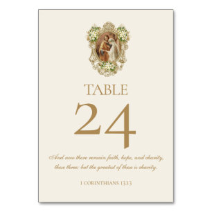Traditional Catholic Wedding Betrothal Mary Joseph Table Number
