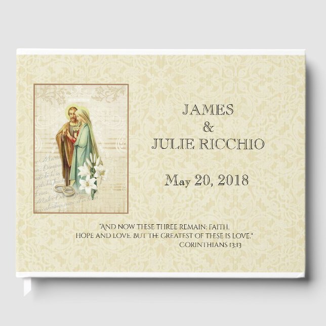 Traditional Catholic Wedding Blessed Virgin Mary Guest Book (Front)