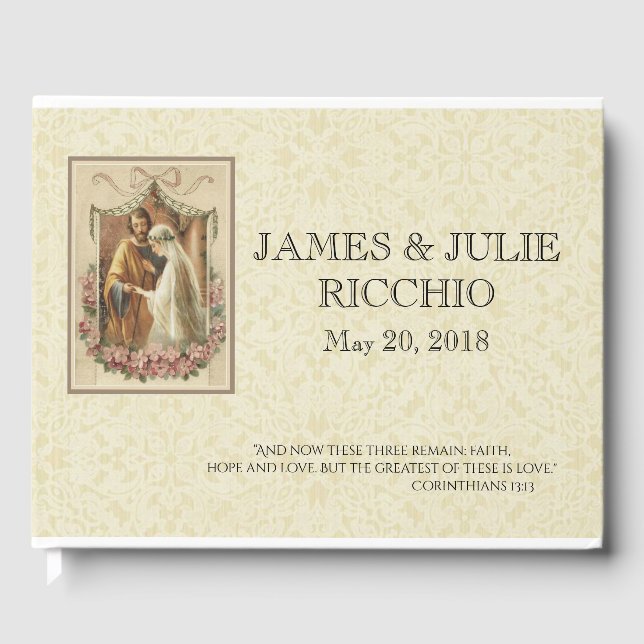 Traditional Catholic Wedding Blessed Virgin Mary Guest Book (Front)