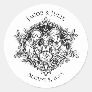 Traditional Catholic Wedding  Holy Family Classic Round Sticker