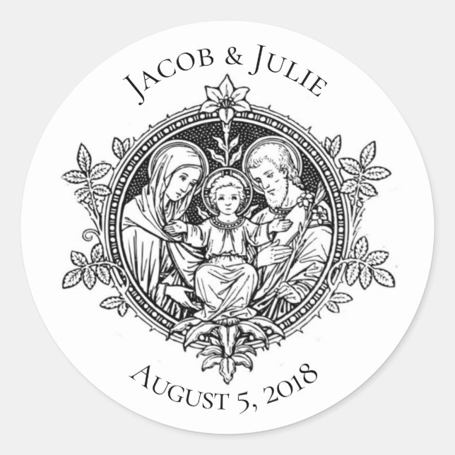 Traditional Catholic Wedding  Holy Family Classic Round Sticker (Front)