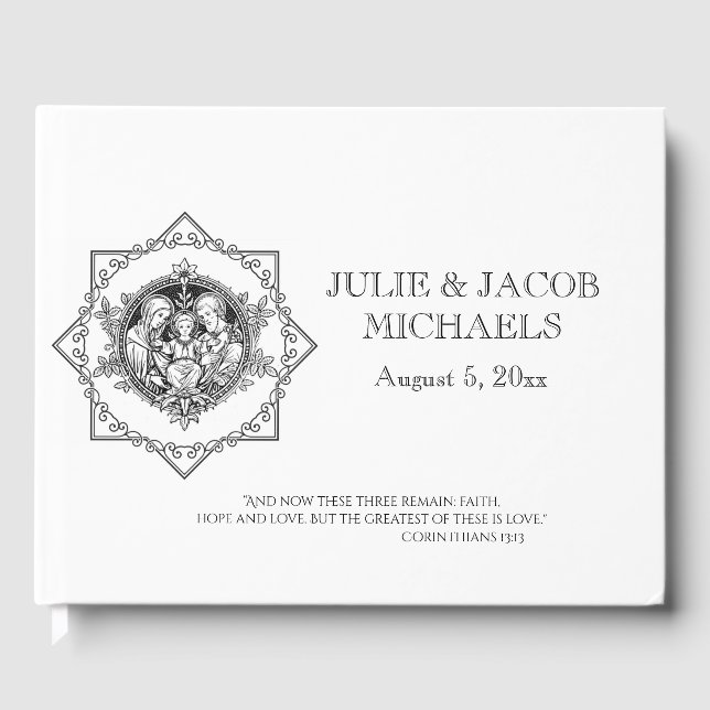 Traditional Catholic Wedding Holy Family Guest Book (Front)