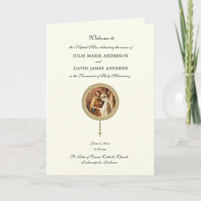 Traditional Catholic Wedding Latin Mass Program (Front)