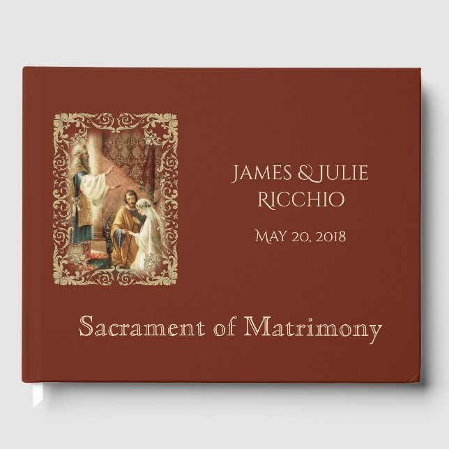 Traditional Catholic Wedding Marriage Bride Groom Guest Book (Front)