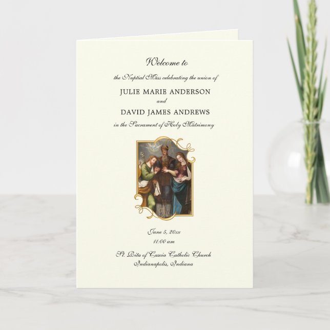 Traditional Catholic Wedding Mass Program (Front)