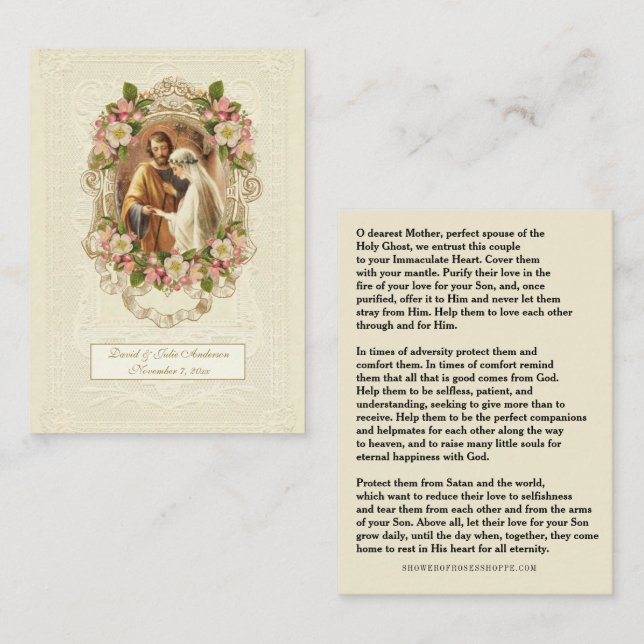 Traditional Catholic Wedding Prayer Holy Card (Front/Back)