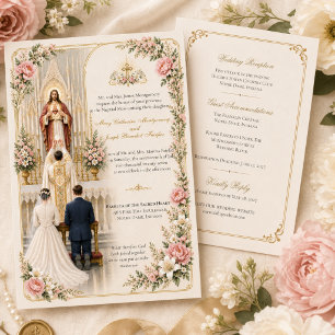 Traditional Catholic Wedding   Sacred Heart of Jes Invitation