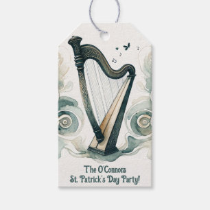 Traditional Celtic Harp St. Patrick's Day Party Gift Tags