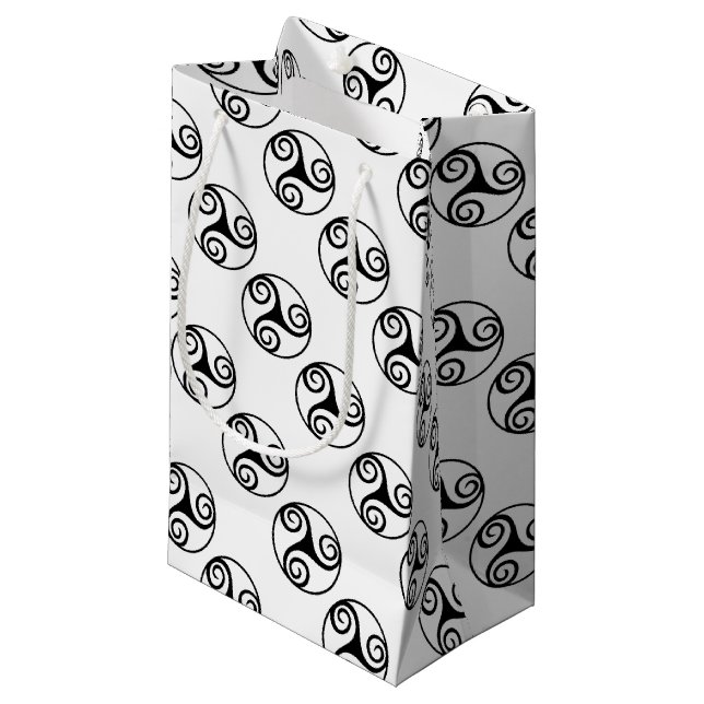 Traditional Celtic Triskele Design  Small Gift Bag (Front Angled)