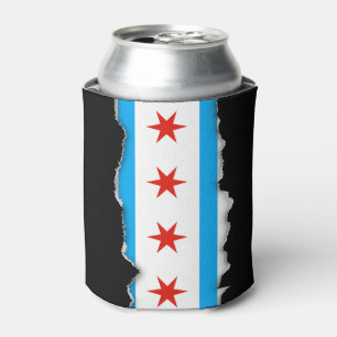 Traditional Chicago flag Can Cooler