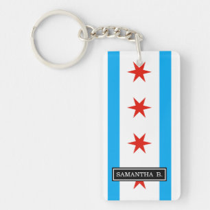 Traditional Chicago flag Keychain
