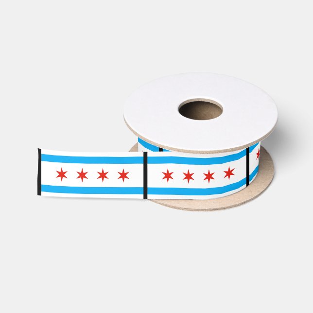 Traditional Chicago flag Satin Ribbon (Spool)