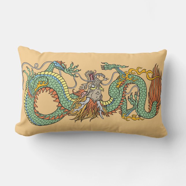 Traditional Chinese dragon and Fenghuang  Phoenix  Lumbar Pillow (Front)