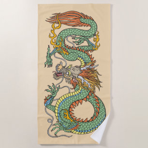Traditional Chinese dragon Beach Towel