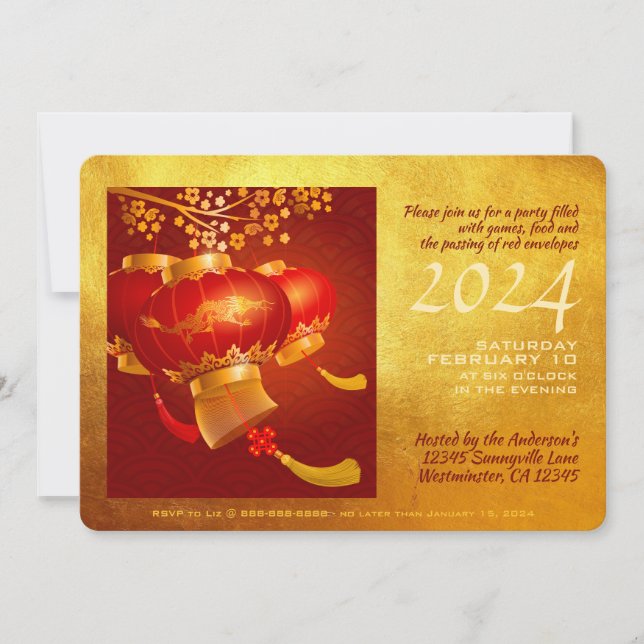 Traditional Chinese Dragon New Year PInv Save The Date (Front)