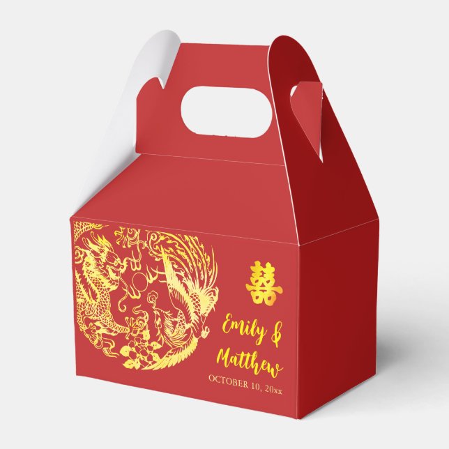 Traditional Chinese Dragon Phoenix logo wedding  Favor Box (Front Side)
