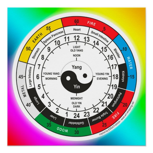 Traditional Chinese Medicine Body Clock Square Sti Poster (Front)