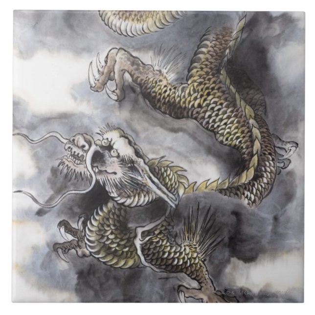 Traditional Chinese Painting, Year Of The Dragon 4 Tile (Front)