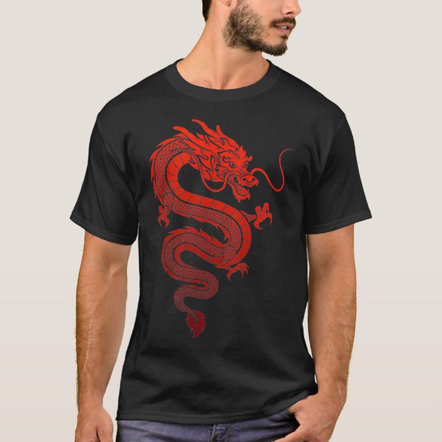 Traditional Chinese Red Dragon T-Shirt (Front)