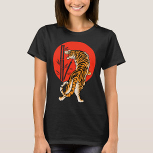 Traditional Chinese Tiger Red Sun Bamboo T-Shirt