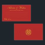 Traditional Chinese Wedding Advice & Wishes Card<br><div class="desc">Feel free to personalize and customize this traditional red and gold double happiness Chinese wedding advice and wishes card. Edit options are available.</div>