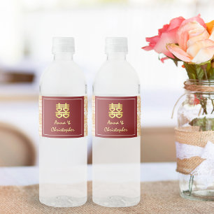 Traditional Chinese wedding auspicious peranakan Water Bottle Label