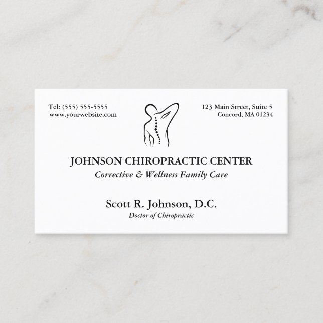 Traditional Chiro Logo Chiropractor Appointment Card (Front)