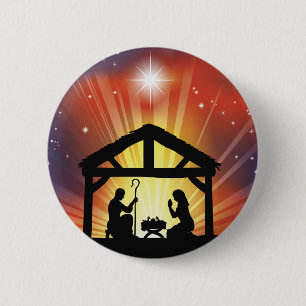 Traditional Christian Christmas Nativity Scene 2 Inch Round Button